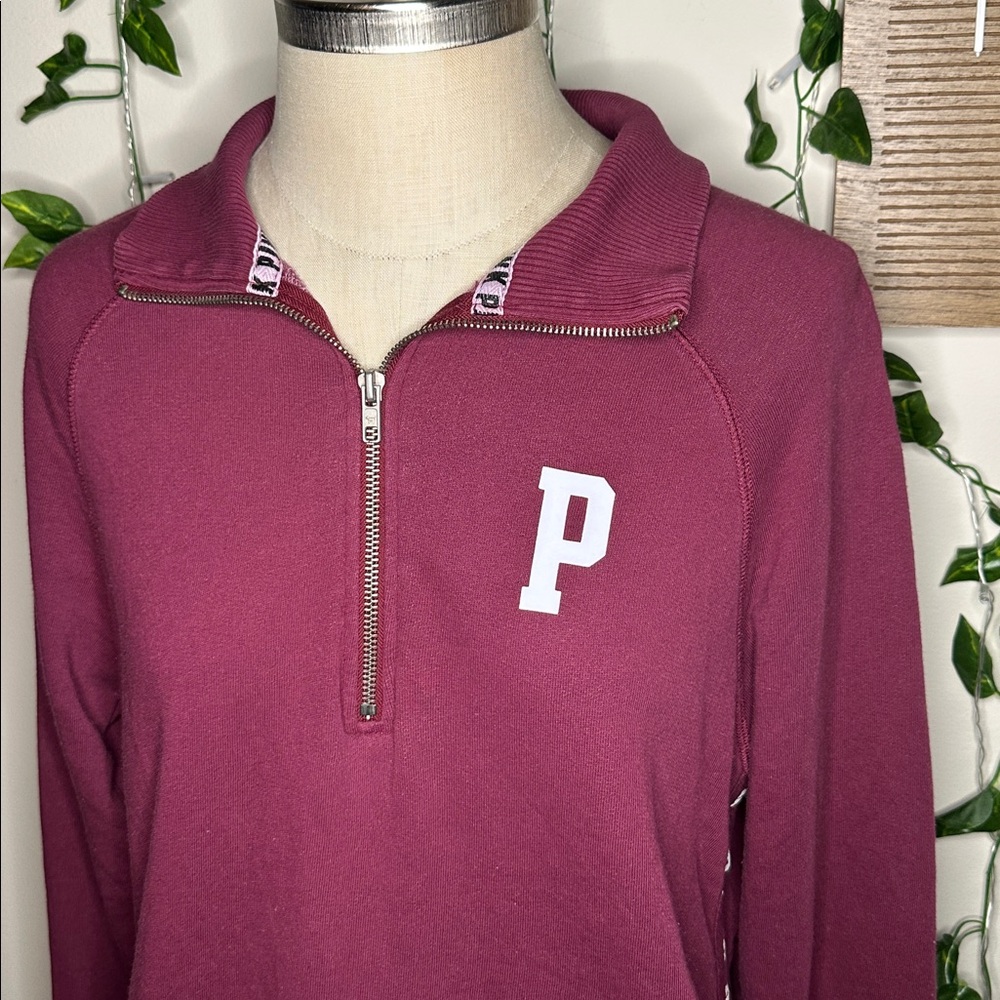 VS PINK Maroon Loose Fitting Quarter Zip - Picture 2 of 7